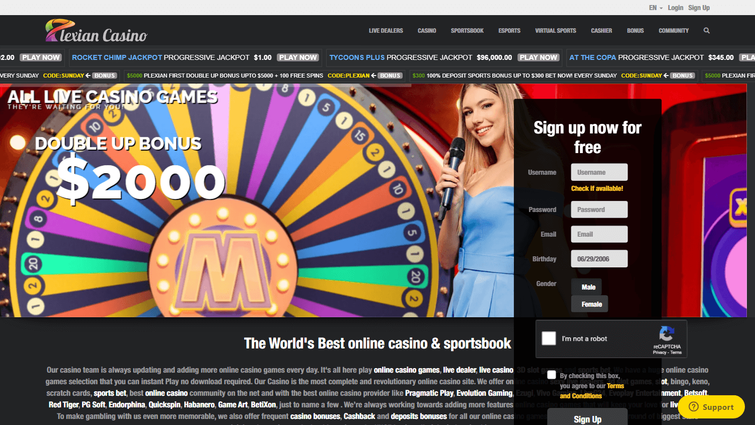 Plexian Casino Desktop screenshot
