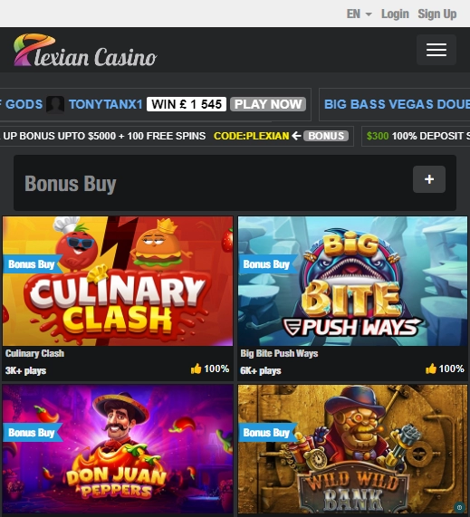 Plexian Casino Mobile screenshot